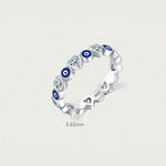 Buddha Stones 925 Sterling Silver Evil Eye Love Heart Zircon Blessing Ring