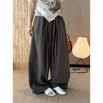Women's High-waisted Pleated Belted Wide-leg Casual Trousers