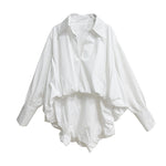 V-neck Irregular Pleated Long-sleeved Shirt