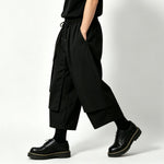 Multi-Panel Elastic-Waist Drapey Wide-Leg Pants