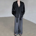 Acetate Textured Tie V-neck Drape Shirt