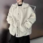 Christmas Red Hooded Lambswool Eco-friendly Faux Fur Coat