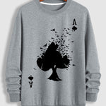 Men's Poker A Print Casual Round Neck Sweatshirt