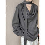 Stack collar Ribbon Shirt