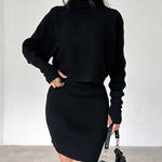 Zeagoo Women's Casual Two Pieces Sets Turtleneck Sweater and Mini Skirt Suits