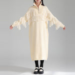 Autumn and Winter Thickened Turtleneck Fringed Knitted Dress