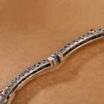 Vintage Tang Dynasty Flower Design Engraved Red Agate Copper Luck Bracelet Bangle