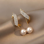 Crystal Plume Pearl Earrings