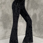 Zeagoo Dark Black Vintage Wide Leg Velvet Flare