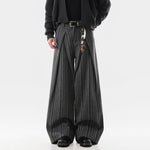 American Loose Striped Wide-leg Tweed Pants