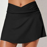 Zeagoo Women's Crossover Tennis Skirt High Waist Tummy Control Ruched Bikini Bottoms with Pockets