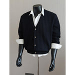 V-neck Striped Knit Cardigan