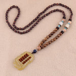 Buddha Stones Tibetan Wenge Wood Bodhi Seed Agate Balance Peace Necklace Pendant (Extra 40% Off | USE CODE: FS40)