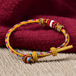 Buddha Stones Handmade Dunhuang Color Luck Braid String Bracelet