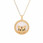 Buddha Stones White Jade Year of the Tiger Blessing Necklace