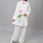 Buddha Stones Lotus Flower Leaf Pattern Tai Chi Meditation Prayer Spiritual Zen Practice Clothing Women's Set (Extra 30% Off | USE CODE: FS30)