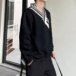 Thread Contrast V-neck Casual Sweatshirt