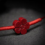 Buddha Stones Handmade Plum Blossom Four Leaf Clover PiXiu Lotus Koi Fish Cinnabar Blessing Braid Bracelet