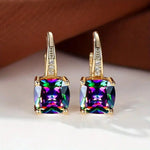 Mystic Sapphire Stone Hoop Earrings
