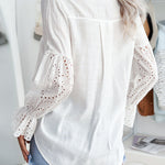 Zeagoo Lace Splicing Button Elegant Long Sleeve Tops Tops Regular Fit Top Fashion Lace Patchwork Shirt