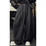 Wool Plaid Loose-fitting Wide-leg Trousers
