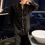 3D Rose Loose Shoulder Pad Shirt