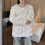 Sequined Crew Neck Pullover Sweater