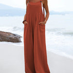 Zeagoo Women's Casual Sleeveless Jumpsuits Summer Solid High Waist Wide Leg Pants Soft Rompers with Pockets