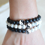 Buddha Stones 3pcs Natural White Turquoise Frosted Stone Bead Yin Yang Wealth Bracelet (Extra 35% Off | USE CODE: FS35)