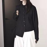 Striped Irregular Long-sleeved Shirt