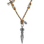Buddha Stones Tibetan Handmade 925 Sterling Silver Dorje Vajra Om Mani Padme Hum Feather Strength Necklace Pendant