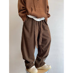 Retro Corduroy Ribbon Curved Pants