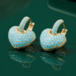 Golden Turquoise Heart Earrings