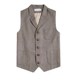 Vintage Multi-Pocket Herringbone Wool Vest