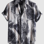 Men's Retro Abstract Print Casual Button Short Sleeve Shirt
