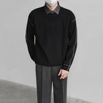 Color-blocked Faux Two-piece Knit Sweater
