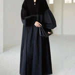 Patchwork Diamond Plaid Pleated Long Sweater