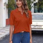 Zeagoo Women Short Sleeve Sweater Pullover Polo Tops