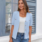 Zeagoo Short Sleeve Cardigan Button Down Ribbed Knit Sweater Tops