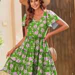 Zeagoo Summer Tiered Mini Dress with Pockets Ruffle Sleeve Dress