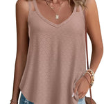 Zeagoo Flowy Strap Eyelet Embroidery Sleeveless Casual Tank Top