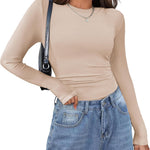 Zeagoo Langarmshirt Damen Rundhals Basic T-Shirt