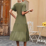 Zeagoo Midi Floral Flutter Short Sleeve Casual Dresses with Pockets