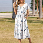 Zeagoo Floral Dress Short Sleeve Beach Dress