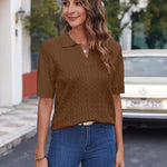 Zeagoo Women Short Sleeve Sweater Pullover Polo Tops