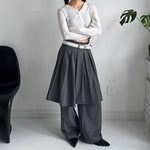 Fake Two-piece Loose Drape Pleated Skirt Pants