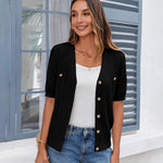 Zeagoo Short Sleeve Cardigan Button Down Ribbed Knit Sweater Tops