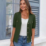 Zeagoo Short Sleeve Cardigan Button Down Ribbed Knit Sweater Tops