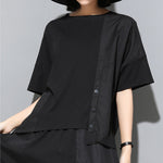 Panelled Loose Button T-shirt