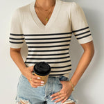 Zeagoo Short Sleeve Sweaters Soft Casual V Neck Pullover Tops